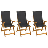 Vidaxl tuinstoelen 3 st inklapbaar met kussens massief acaciahout