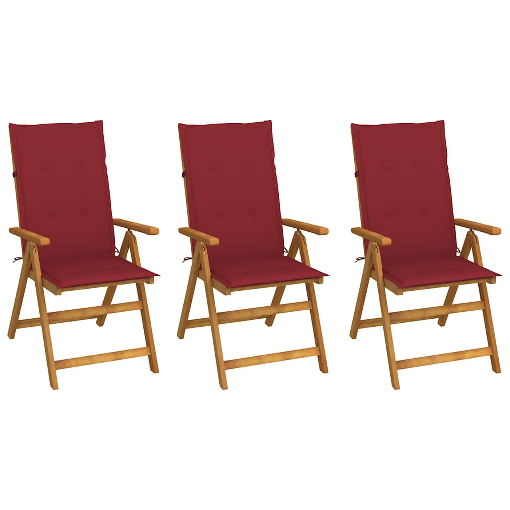 Vidaxl tuinstoelen 3 st inklapbaar met kussens massief acaciahout