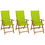 Vidaxl inklapbare stoelen 3 st met kussens massief acaciahout