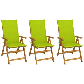 Vidaxl inklapbare stoelen 3 st met kussens massief acaciahout