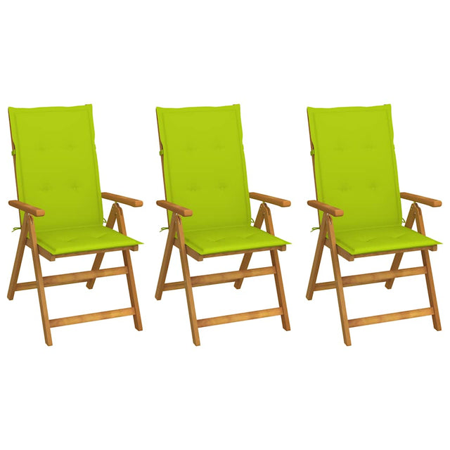 Vidaxl inklapbare stoelen 3 st met kussens massief acaciahout