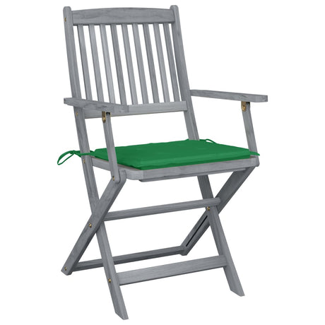 Vidaxl set van 2 klapstoelen met kussens, gemaakt van massief acaciahout.