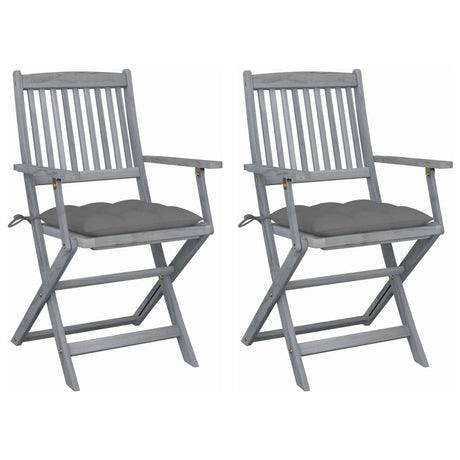 Vidaxl set van 2 klapstoelen met kussens, gemaakt van massief acaciahout.