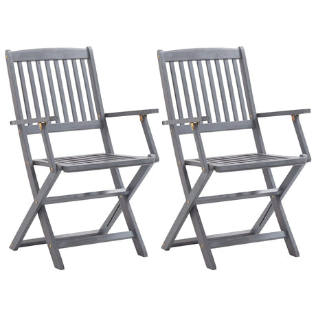 Vidaxl set van 2 klapstoelen met kussens, gemaakt van massief acaciahout.