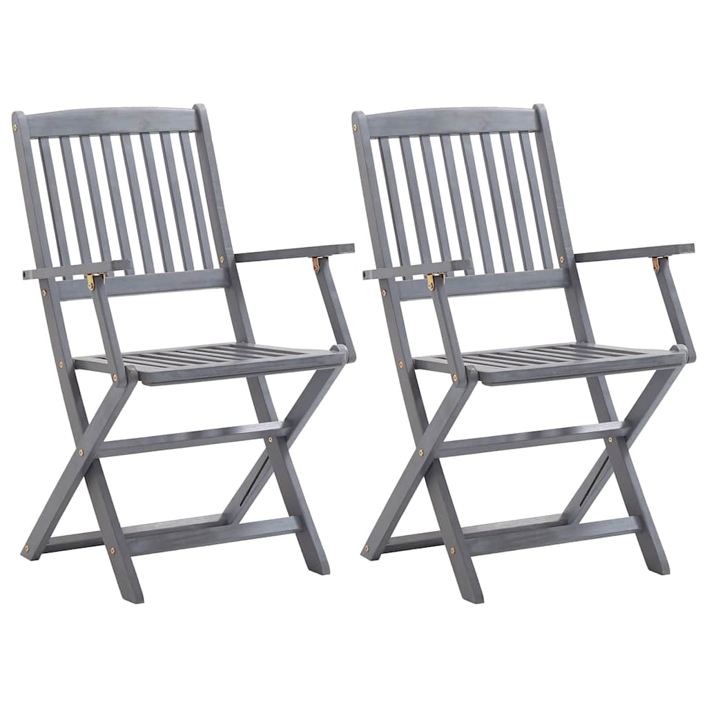 Vidaxl set van 2 klapstoelen met kussens, gemaakt van massief acaciahout.
