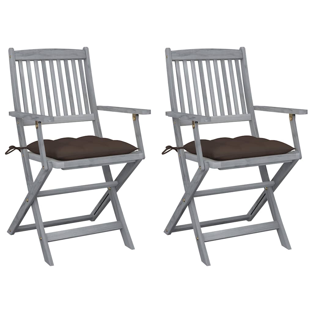 Vidaxl tuinstoelen 2 st inklapbaar met kussens massief acaciahout