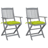 Vidaxl tuinstoelen 2 st inklapbaar met kussens massief acaciahout