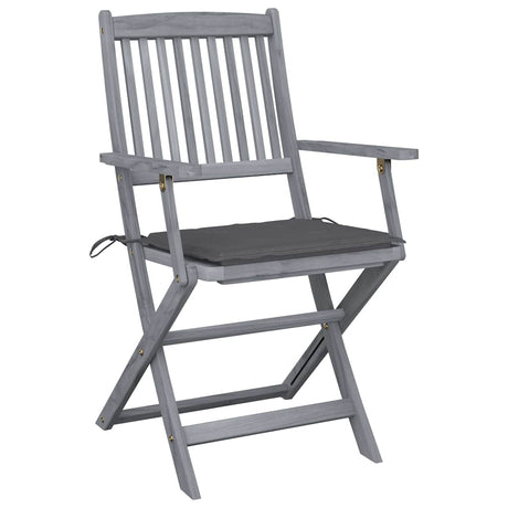 Vidaxl set van 4 klapstoelen met kussens, gemaakt van massief acaciahout.
