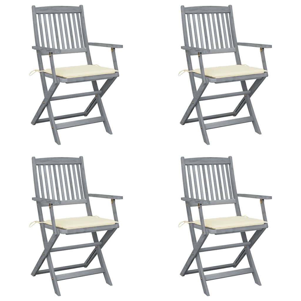 Vidaxl tuinstoelen 4 st inklapbaar met kussens massief acaciahout