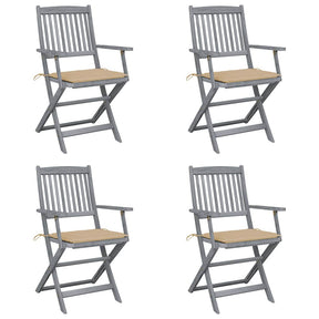 Vidaxl set van 4 klapstoelen met kussens, gemaakt van massief acaciahout.