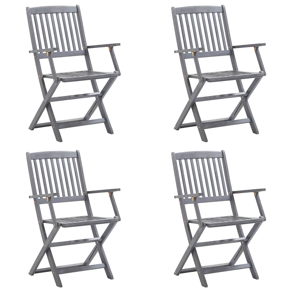 Vidaxl set van 4 klapstoelen met kussens, gemaakt van massief acaciahout.