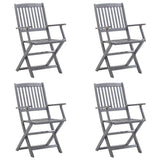 Vidaxl set van 4 klapstoelen met kussens, gemaakt van massief acaciahout.