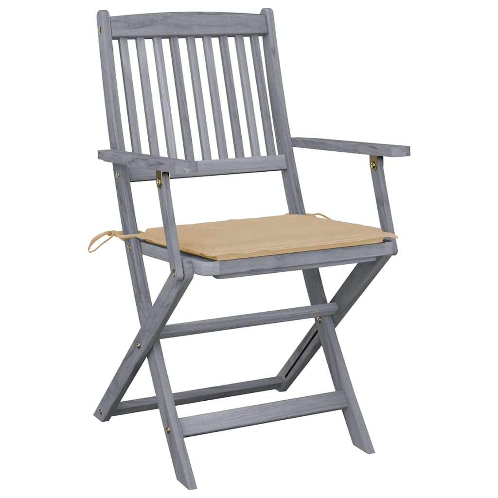 Vidaxl set van 4 klapstoelen met kussens, gemaakt van massief acaciahout.
