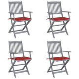Vidaxl set van 4 klapstoelen met kussens, gemaakt van massief acaciahout.