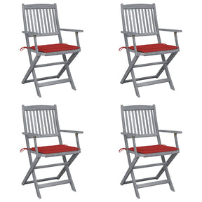 Vidaxl set van 4 klapstoelen met kussens, gemaakt van massief acaciahout.