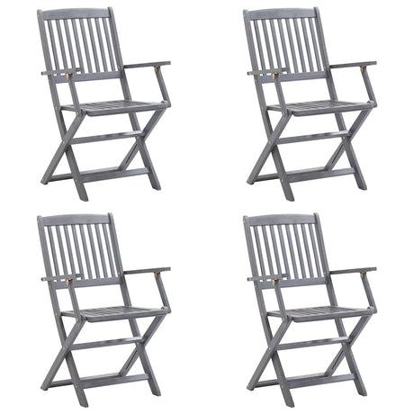 Vidaxl set van 4 klapstoelen met kussens, gemaakt van massief acaciahout.