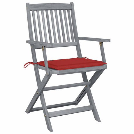 Vidaxl set van 4 klapstoelen met kussens, gemaakt van massief acaciahout.