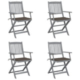 Vidaxl tuinstoelen 4 st inklapbaar met kussens massief acaciahout