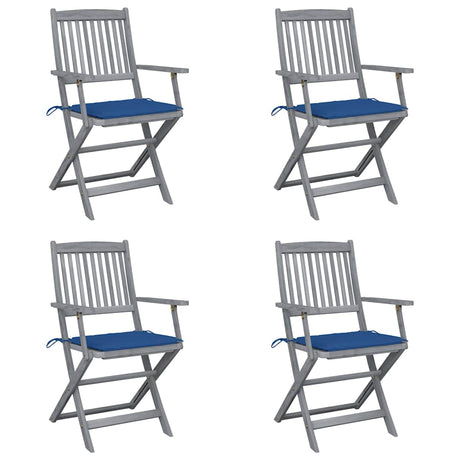 Vidaxl set van 4 klapstoelen met kussens, gemaakt van massief acaciahout.