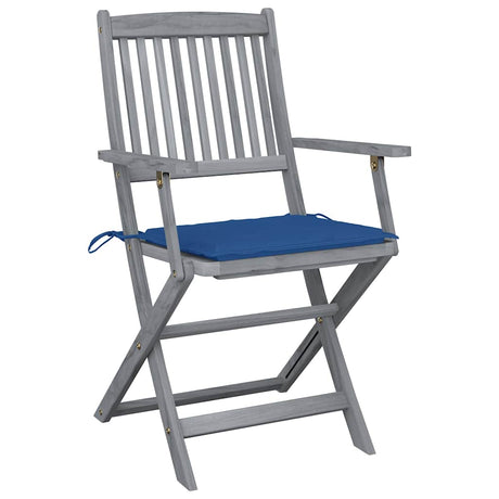 Vidaxl set van 4 klapstoelen met kussens, gemaakt van massief acaciahout.