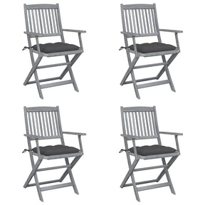 Vidaxl set van 4 klapstoelen met kussens, gemaakt van massief acaciahout.