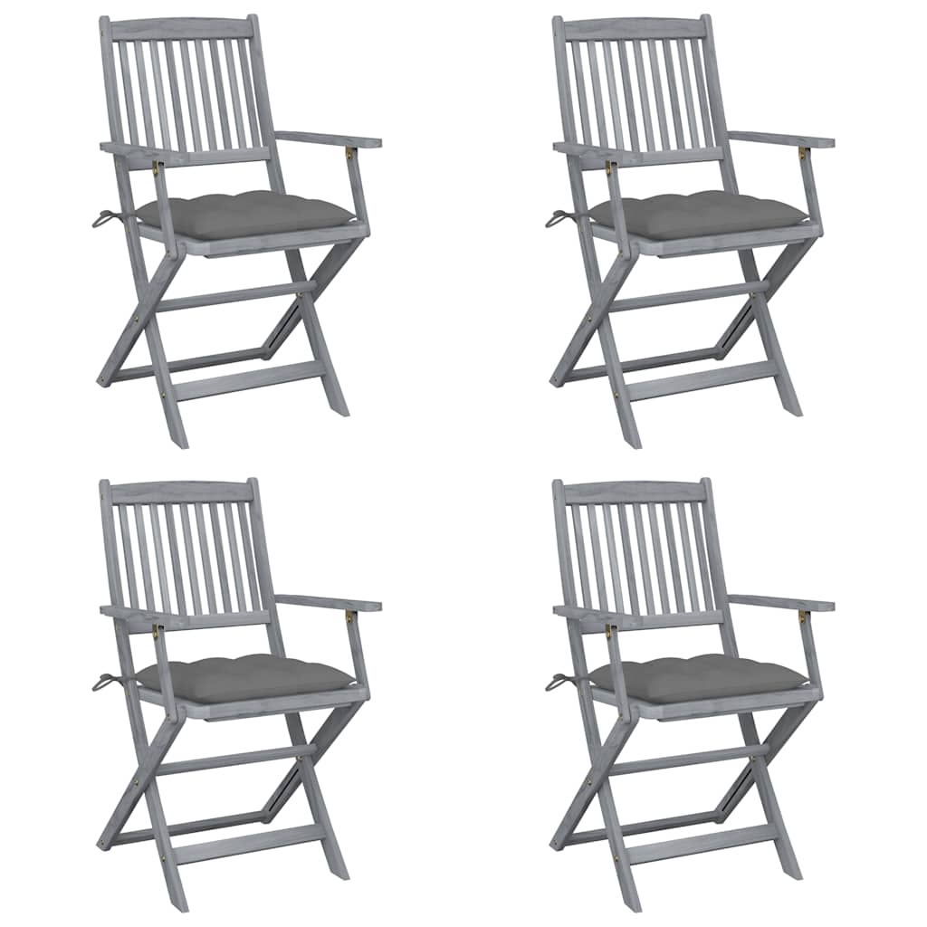 Vidaxl set van 4 klapstoelen met kussens, gemaakt van massief acaciahout.