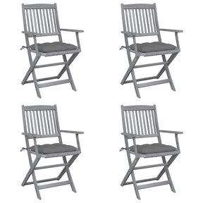 Vidaxl set van 4 klapstoelen met kussens, gemaakt van massief acaciahout.