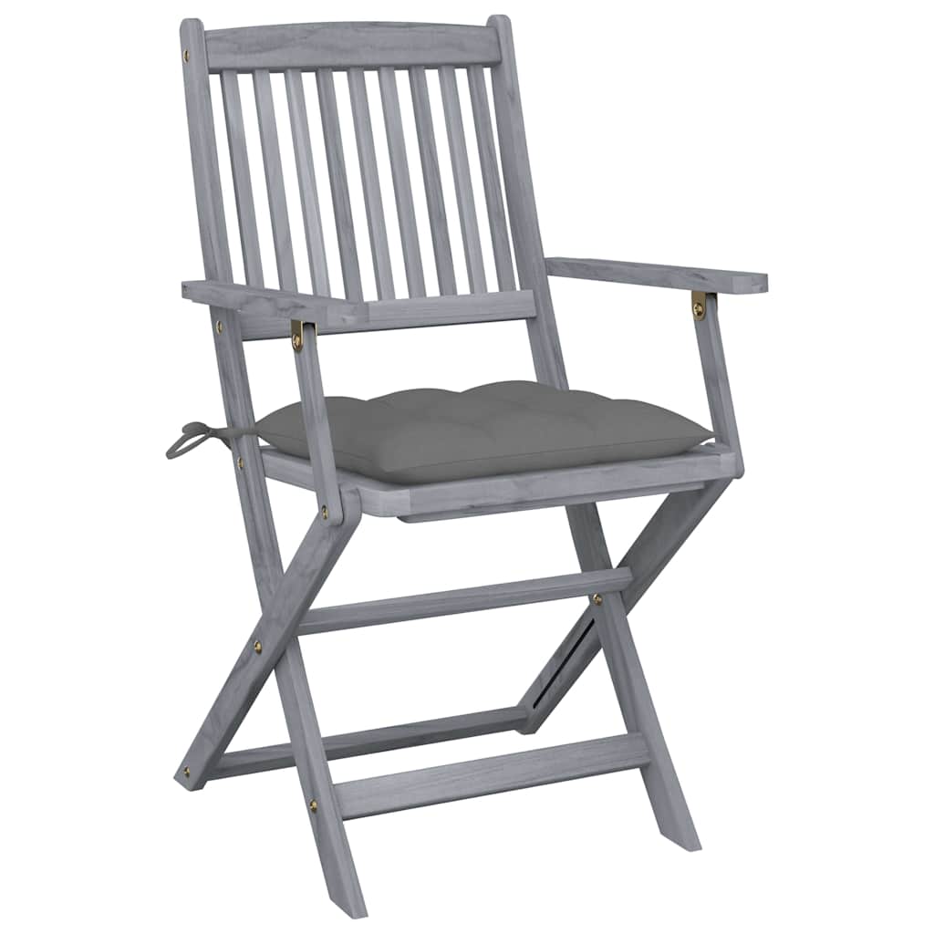 Vidaxl set van 4 klapstoelen met kussens, gemaakt van massief acaciahout.