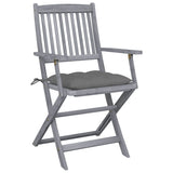 Vidaxl set van 4 klapstoelen met kussens, gemaakt van massief acaciahout.