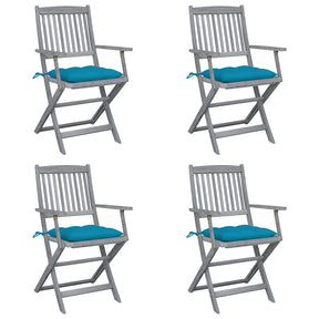Vidaxl tuinstoelen 4 st inklapbaar met kussens massief acaciahout