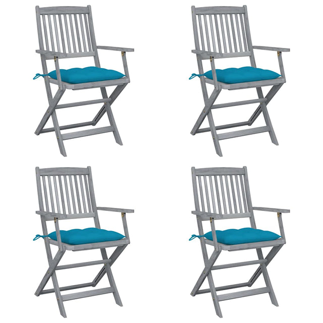 Vidaxl tuinstoelen 4 st inklapbaar met kussens massief acaciahout