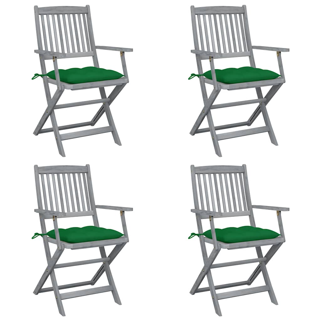 Vidaxl tuinstoelen 4 st inklapbaar met kussens massief acaciahout