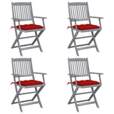 Vidaxl set van 4 klapstoelen met kussens, gemaakt van massief acaciahout.