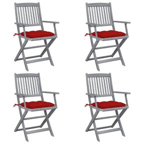 Vidaxl set van 4 klapstoelen met kussens, gemaakt van massief acaciahout.