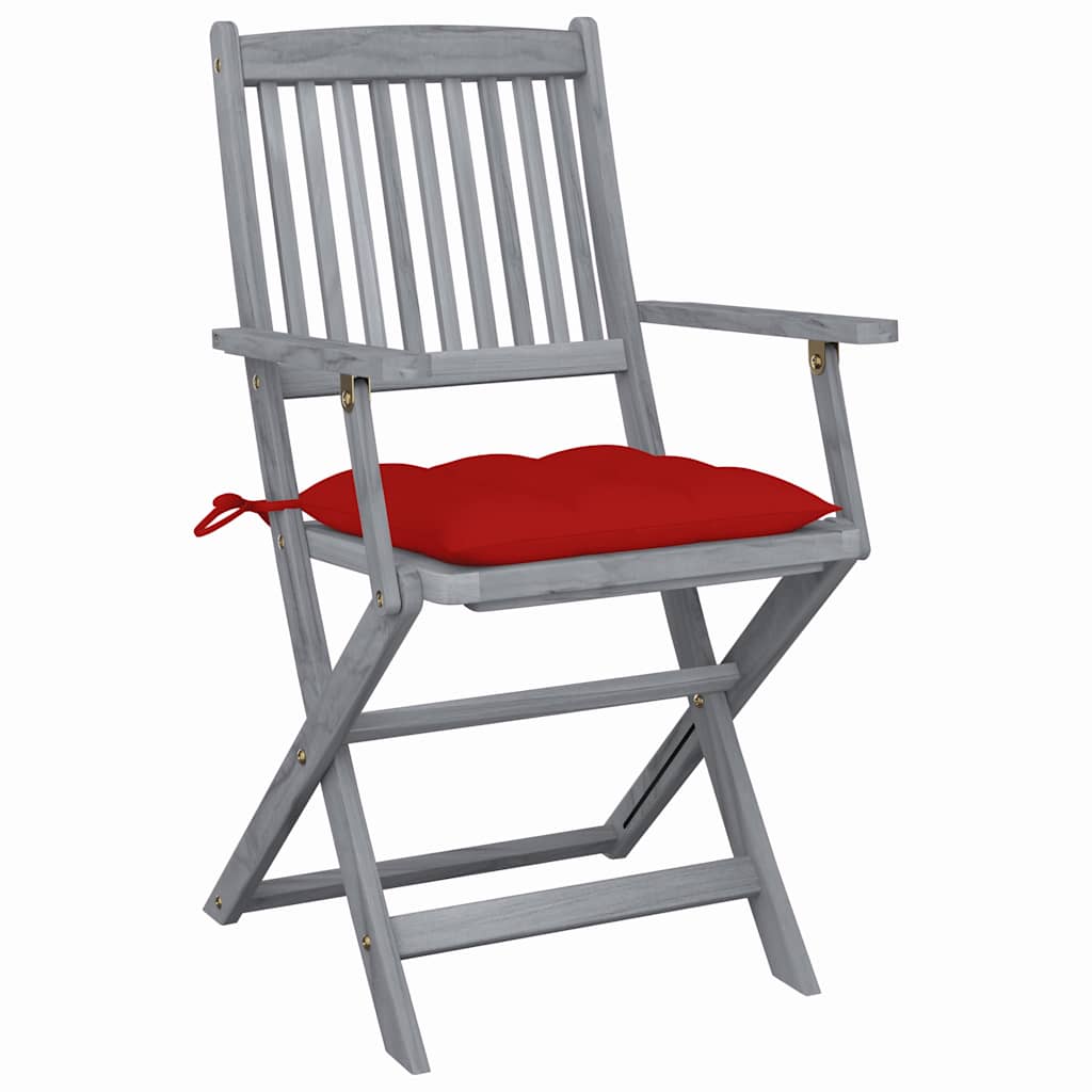 Vidaxl set van 4 klapstoelen met kussens, gemaakt van massief acaciahout.