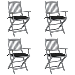 Vidaxl set van 4 klapstoelen met kussens, gemaakt van massief acaciahout.