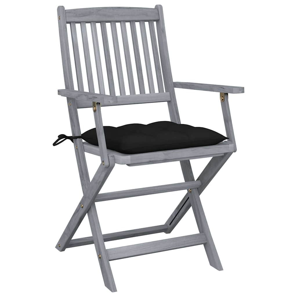 Vidaxl set van 4 klapstoelen met kussens, gemaakt van massief acaciahout.