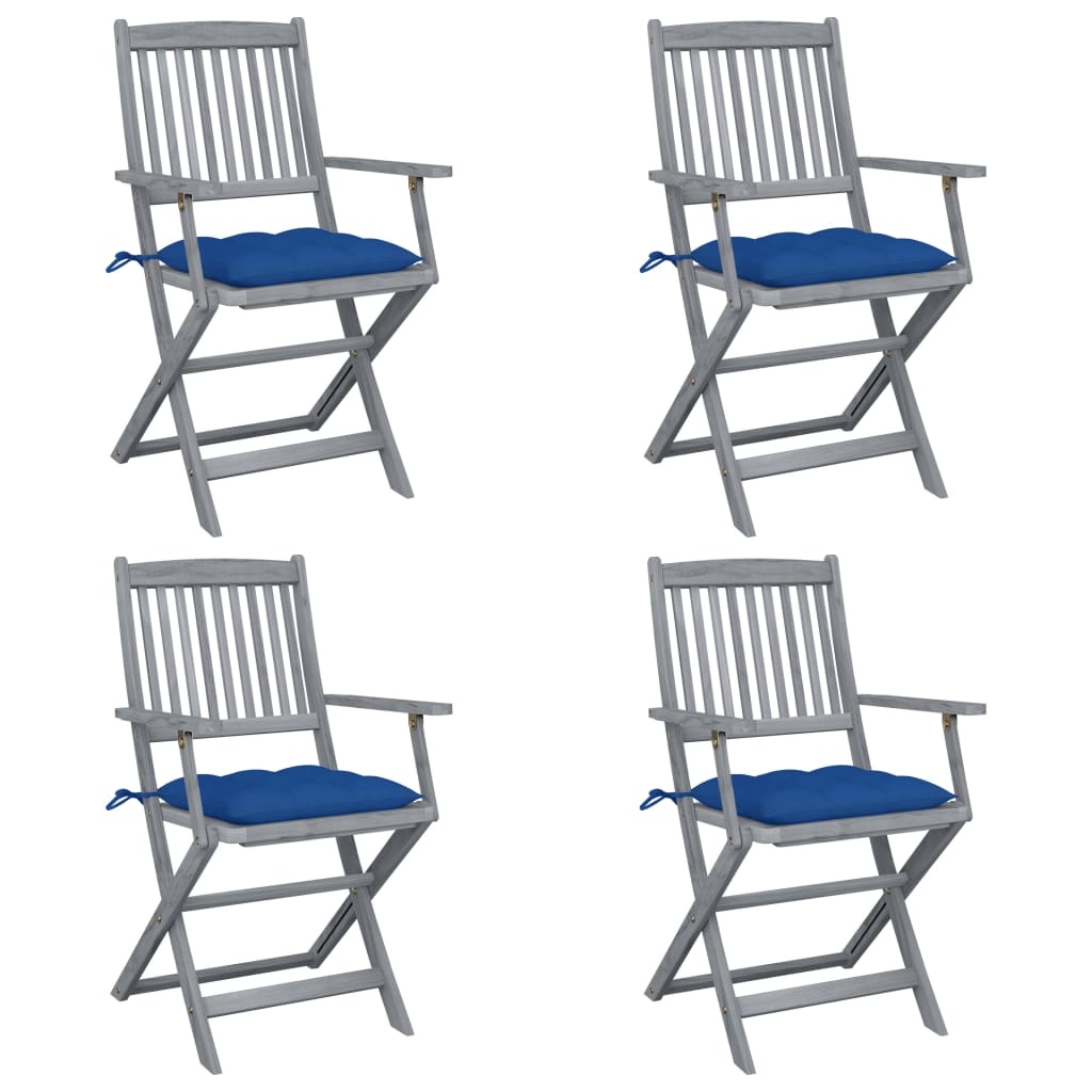 Vidaxl tuinstoelen 4 st inklapbaar met kussens massief acaciahout