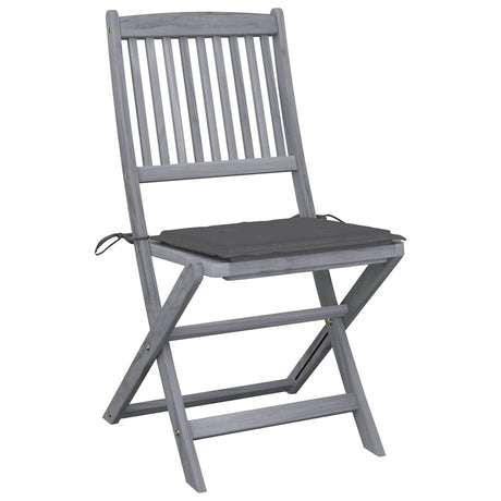 Vidaxl set van 2 klapstoelen met kussens, gemaakt van massief acaciahout.