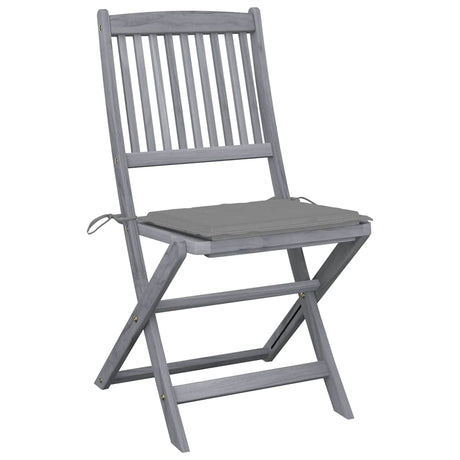 Vidaxl set van 2 klapstoelen met kussens, gemaakt van massief acaciahout.