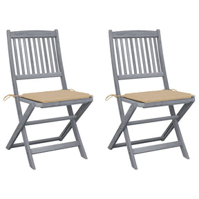 Vidaxl set van 2 klapstoelen met kussens, gemaakt van massief acaciahout.