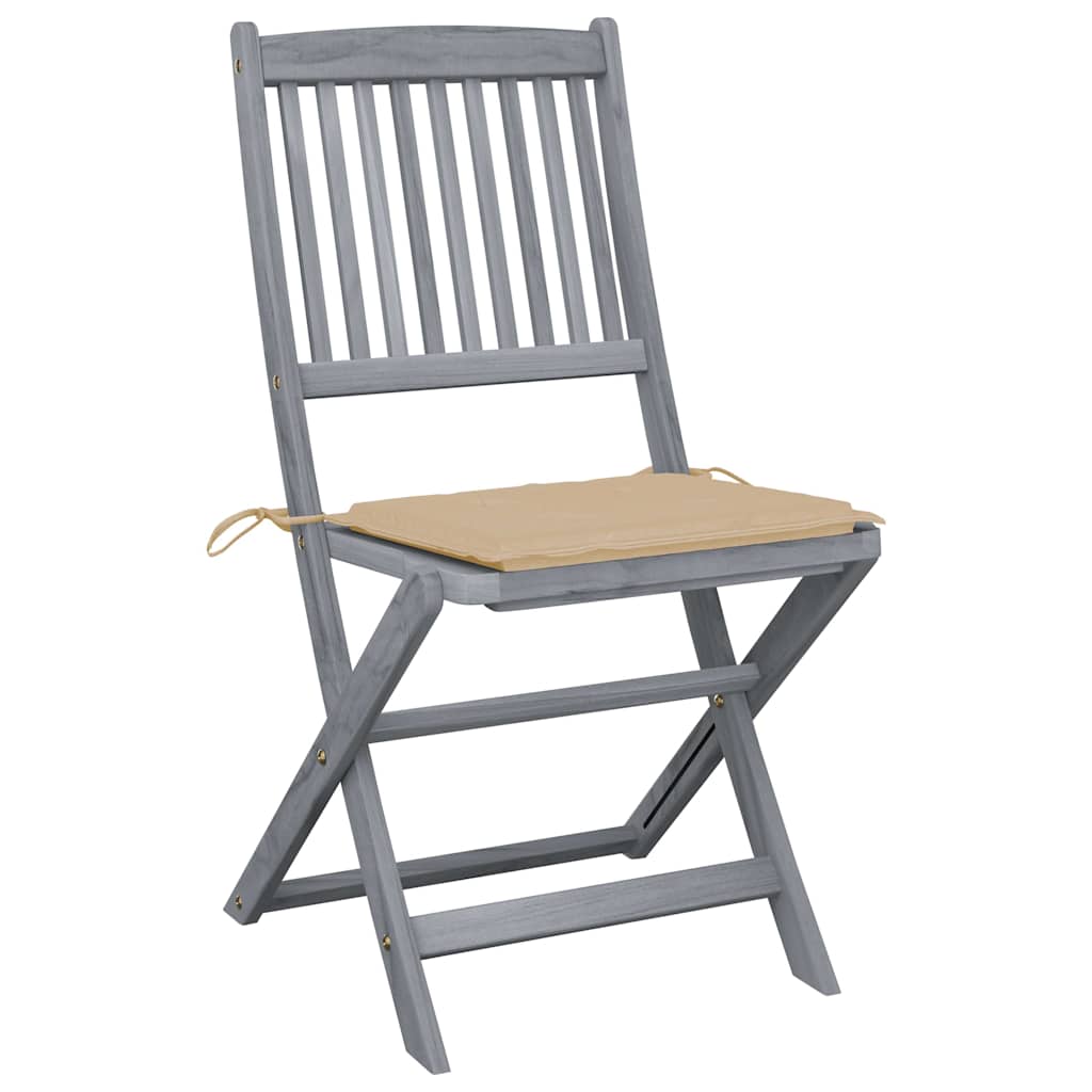 Vidaxl set van 2 klapstoelen met kussens, gemaakt van massief acaciahout.