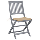 Vidaxl set van 2 klapstoelen met kussens, gemaakt van massief acaciahout.