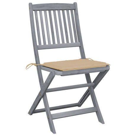 Vidaxl set van 2 klapstoelen met kussens, gemaakt van massief acaciahout.