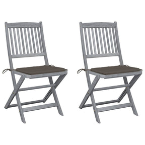 Vidaxl set van 2 klapstoelen met kussens, gemaakt van massief acaciahout.