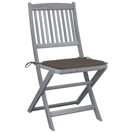 Vidaxl set van 2 klapstoelen met kussens, gemaakt van massief acaciahout.
