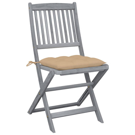 Vidaxl set van 2 klapstoelen met kussens, gemaakt van massief acaciahout.