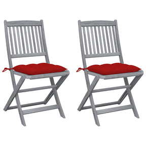 Vidaxl set van 2 klapstoelen met kussens, gemaakt van massief acaciahout.