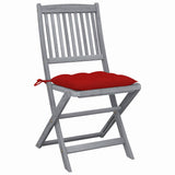 Vidaxl set van 2 klapstoelen met kussens, gemaakt van massief acaciahout.