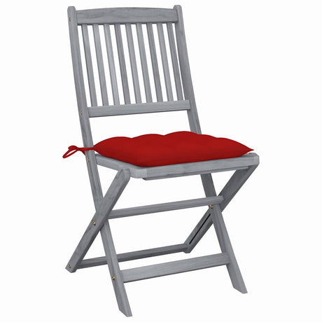 Vidaxl set van 2 klapstoelen met kussens, gemaakt van massief acaciahout.